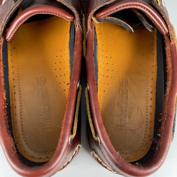 Timberland Men’s 9 Classic Oxblood Burgundy 2 Eye Moc Toe Boat Shoes Casual GUC - Picture 8 of 9